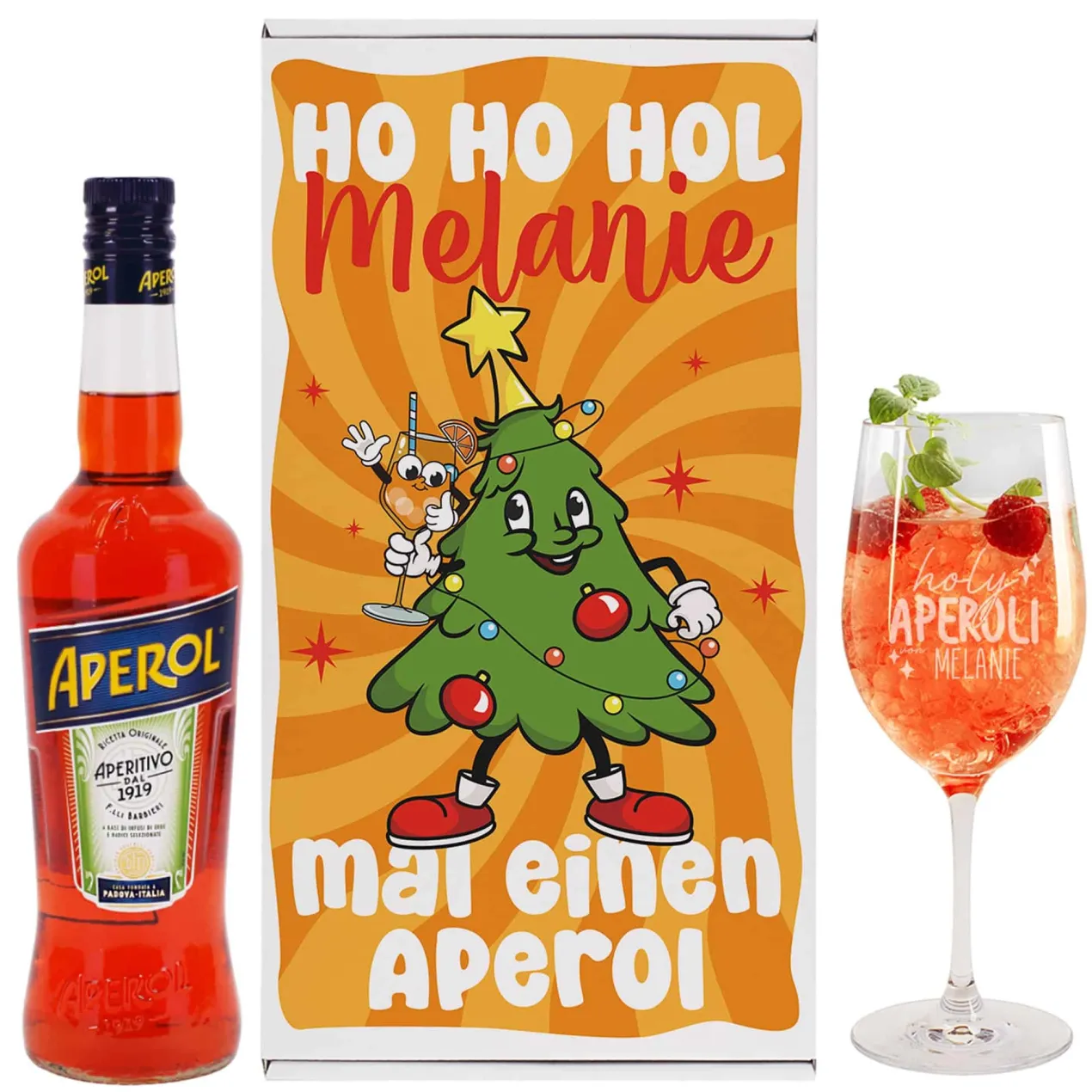 Hol mir einen Aperol - Geschenkset zu Weihnachten mit Glas und Geschenkbox