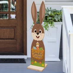Holz Aufsteller in Hasenform mit Ihrem Familiennamen bedruckt - 80 cm