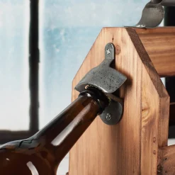 Holz-Bierträger mit Metall-Flaschenöffner