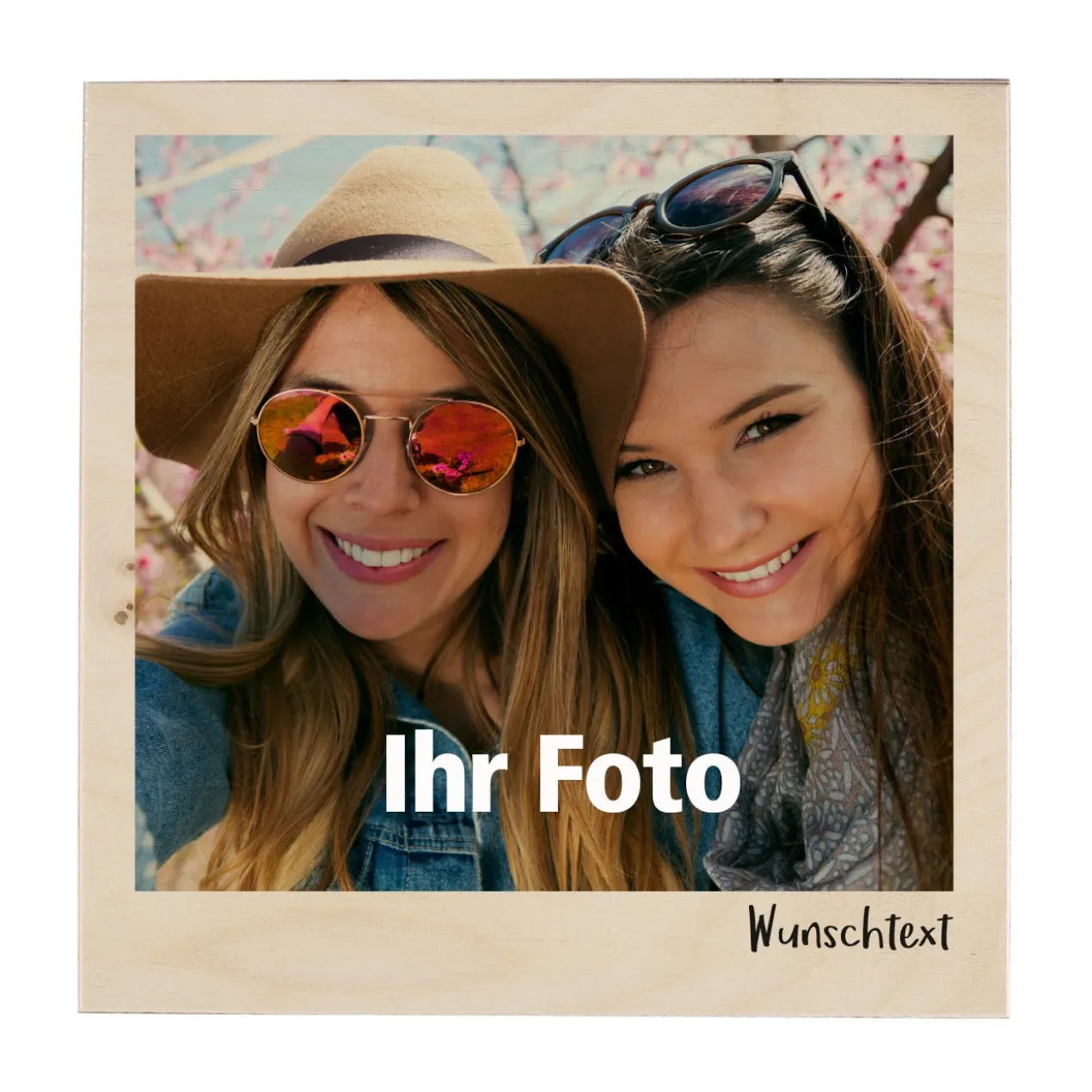 Holzbild mit Ihrem Foto und Wunschtext bedruckt