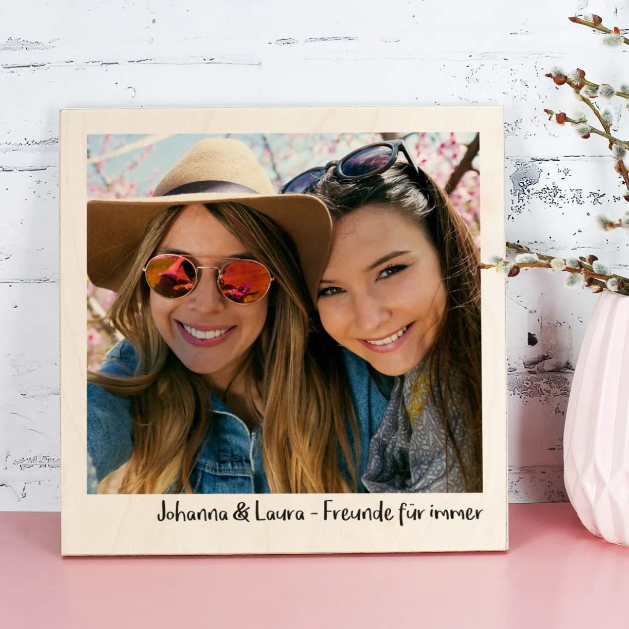 Holzbild mit Ihrem Foto und Wunschtext bedruckt