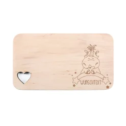 Holzbrettchen mit Knuddelhorn® und Ihrem Wunschtext