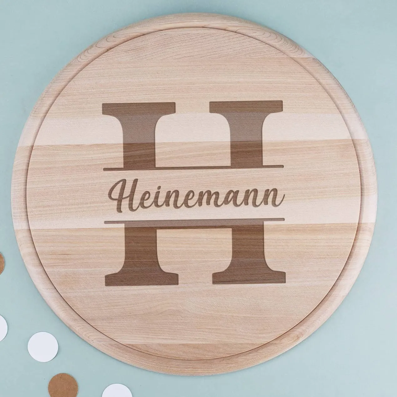 Holzbrettchen - Monogramm - mit Ihrem Wunschnamen graviert