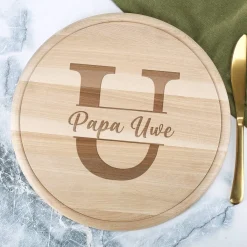 Holzbrettchen - Monogramm - mit Ihrem Wunschnamen graviert