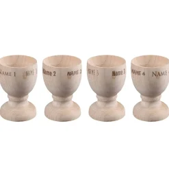 Holz Eierbecher im 4er Set mit Ihren Namen