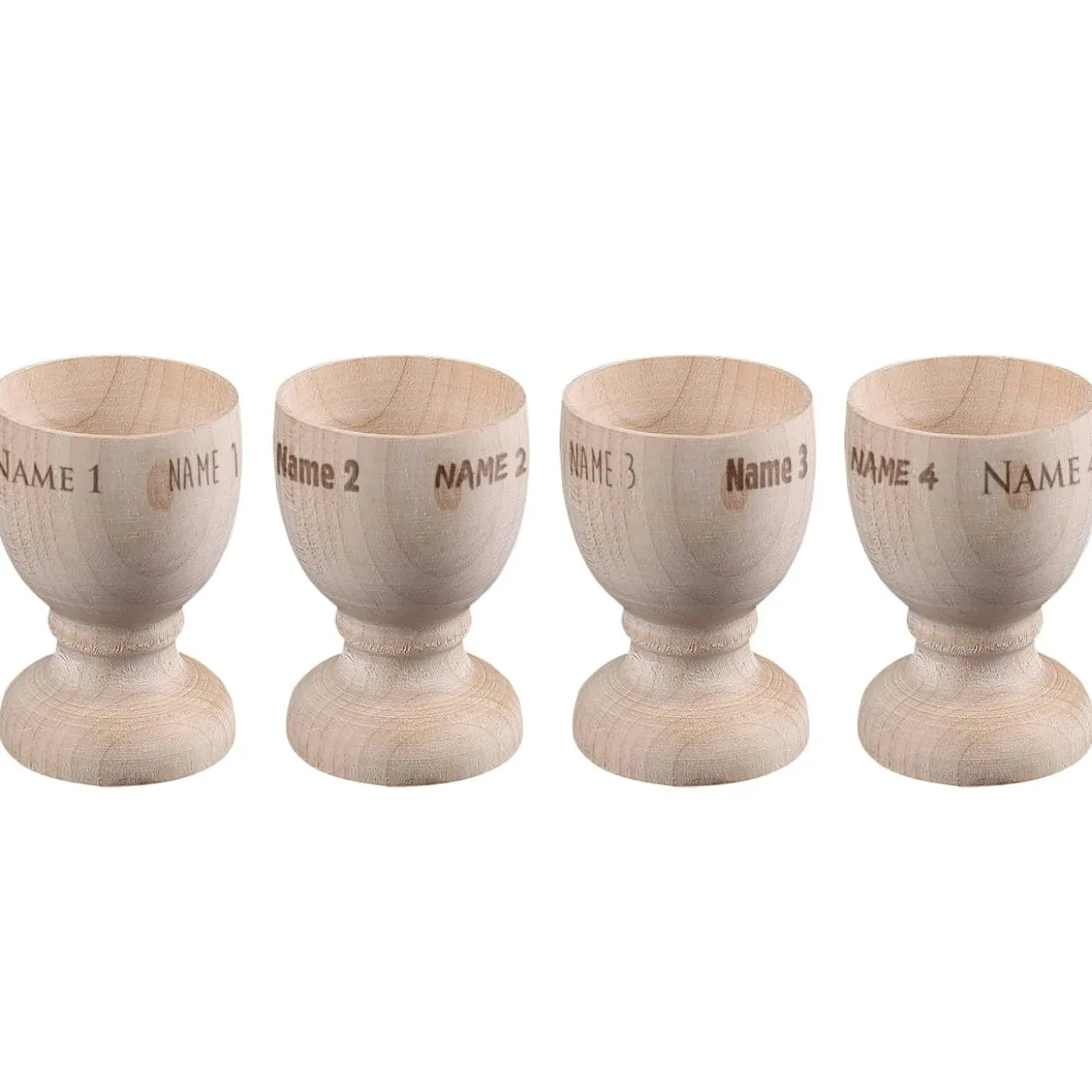 Holz Eierbecher im 4er Set mit Ihren Namen