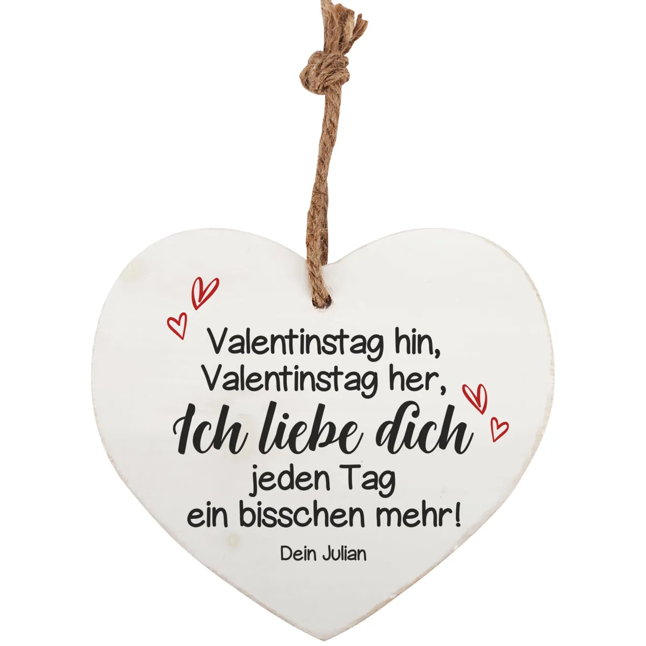 Holzherz als Geschenk zum Valentinstag mit Ihrem Wunschtext