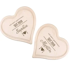 2 Holzherzen - Brettchen - wir essen zusammen seit... - tolles Hochzeitsgeschenk