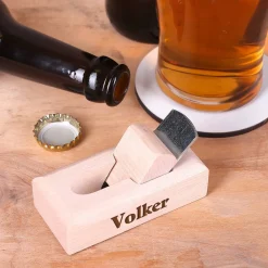 Holzhobel Flaschenöffner mit Namen