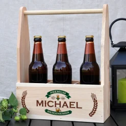 Holzkiste - Bierträger mit persönlichem Aufdruck, Name und Geburtsjahr