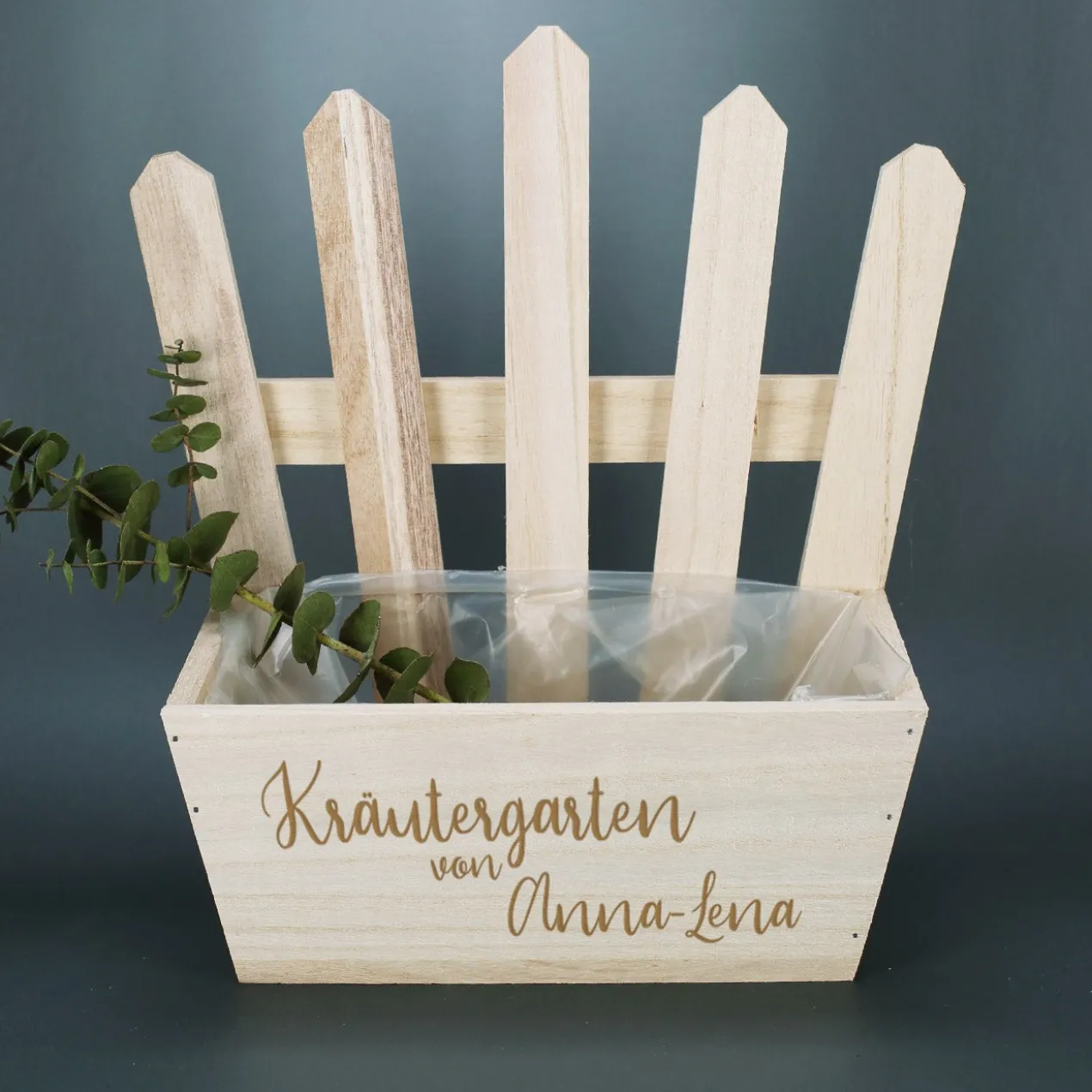 Holzkiste Kräutergarten mit Namensgravur