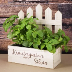 Holzkiste Kräutergarten mit Namensgravur
