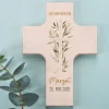 Holzkreuz mit Ölzweig zur Kommunion, Konfirmation oder Taufe