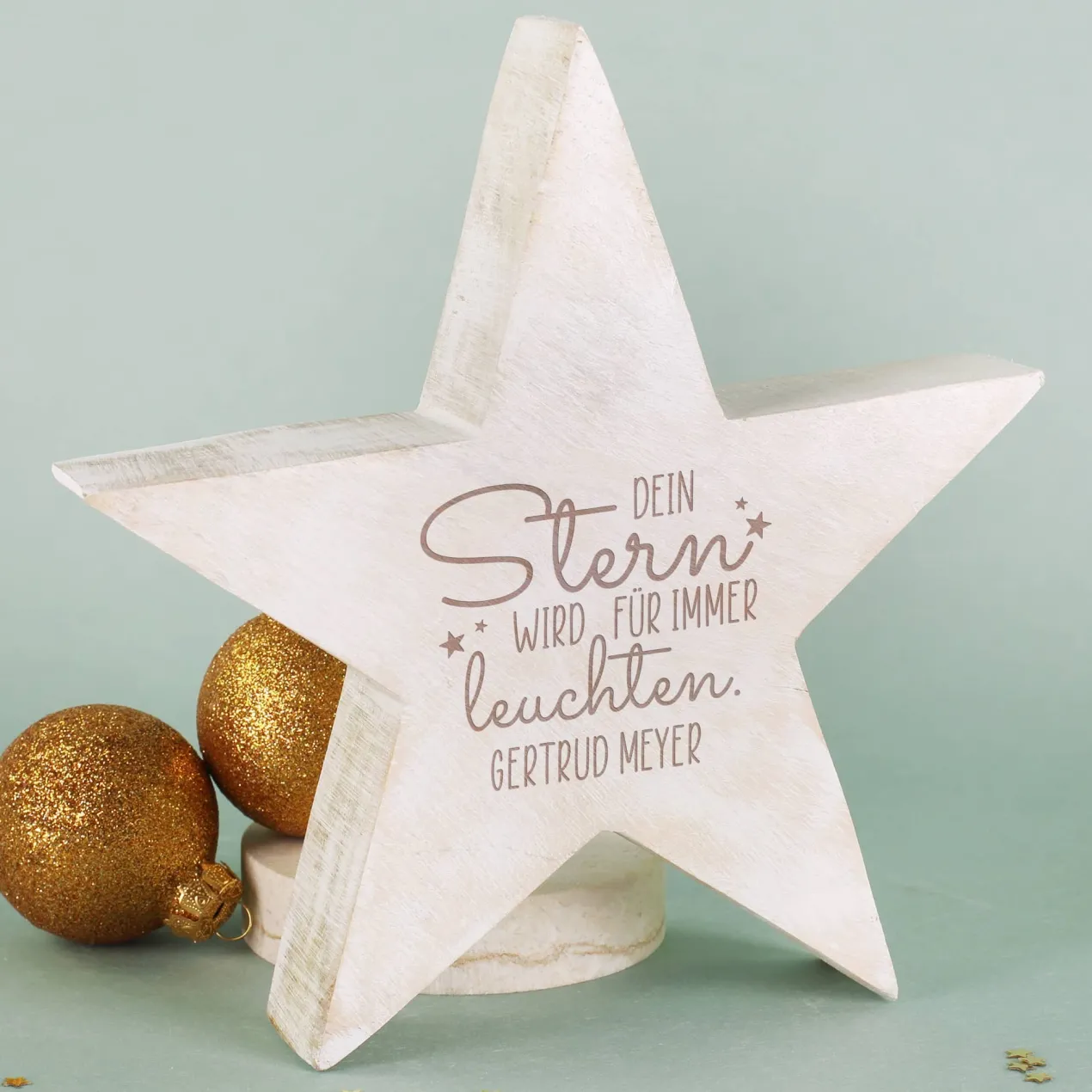 Holzstern - Dein Stern wird für immer leuchten - Trauergeschenk mit Namensgravur