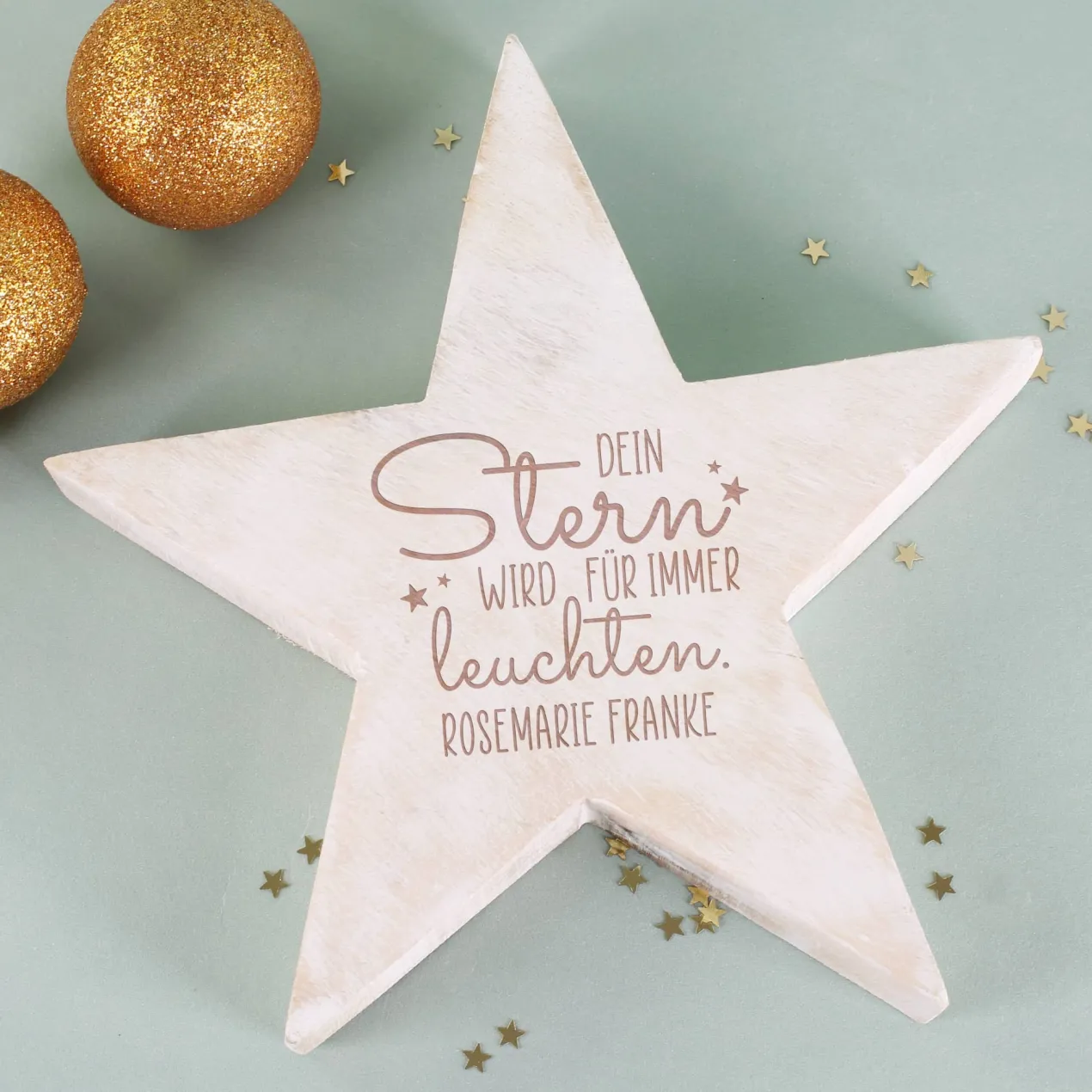 Holzstern - Dein Stern wird für immer leuchten - Trauergeschenk mit Namensgravur