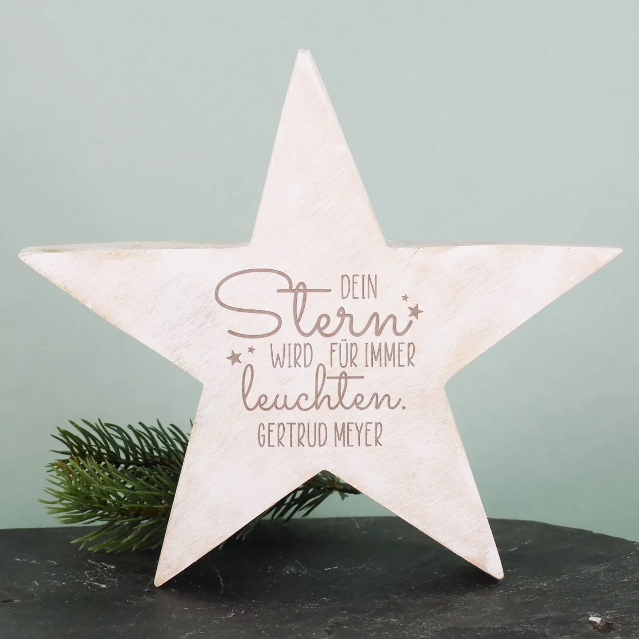 Holzstern - Dein Stern wird für immer leuchten - Trauergeschenk mit Namensgravur