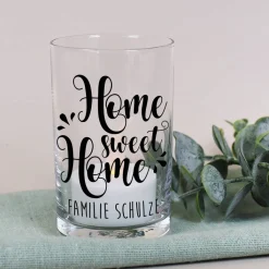 Home sweet Home - Windlicht aus Glas mit Ihrem Wunschtext
