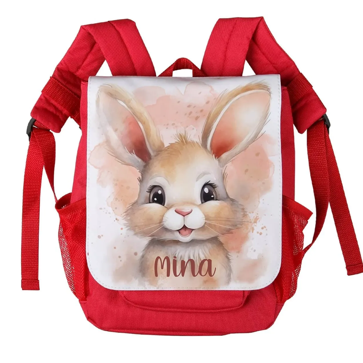 Häschen Kinderrucksack im Watercolor Design mit Ihrem Wunschnamen