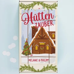 Hüttenzauber - Geschenkset mit Glühwein oder Glühpunsch, zwei Gläsern und Box