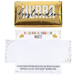 HURRA bestanden! - Goldbox für Geldgeschenke zum Abi, Schulabschluss & mehr