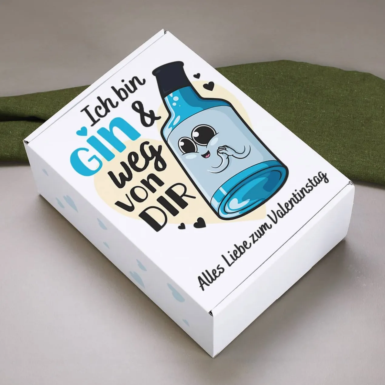 Ich bin Gin & weg von dir - Gin Geschenkset mit bedrucktem Glas