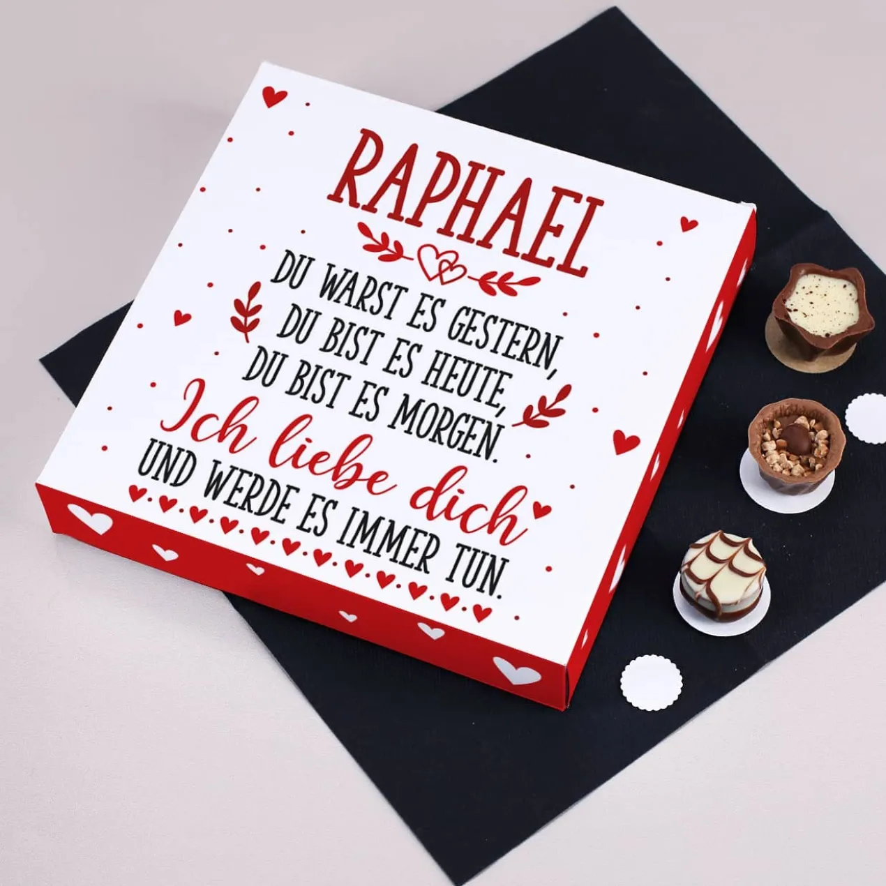 Ich liebe dich für immer - Lindt Pralinen zum Valentinstag mit Namensaufdruck