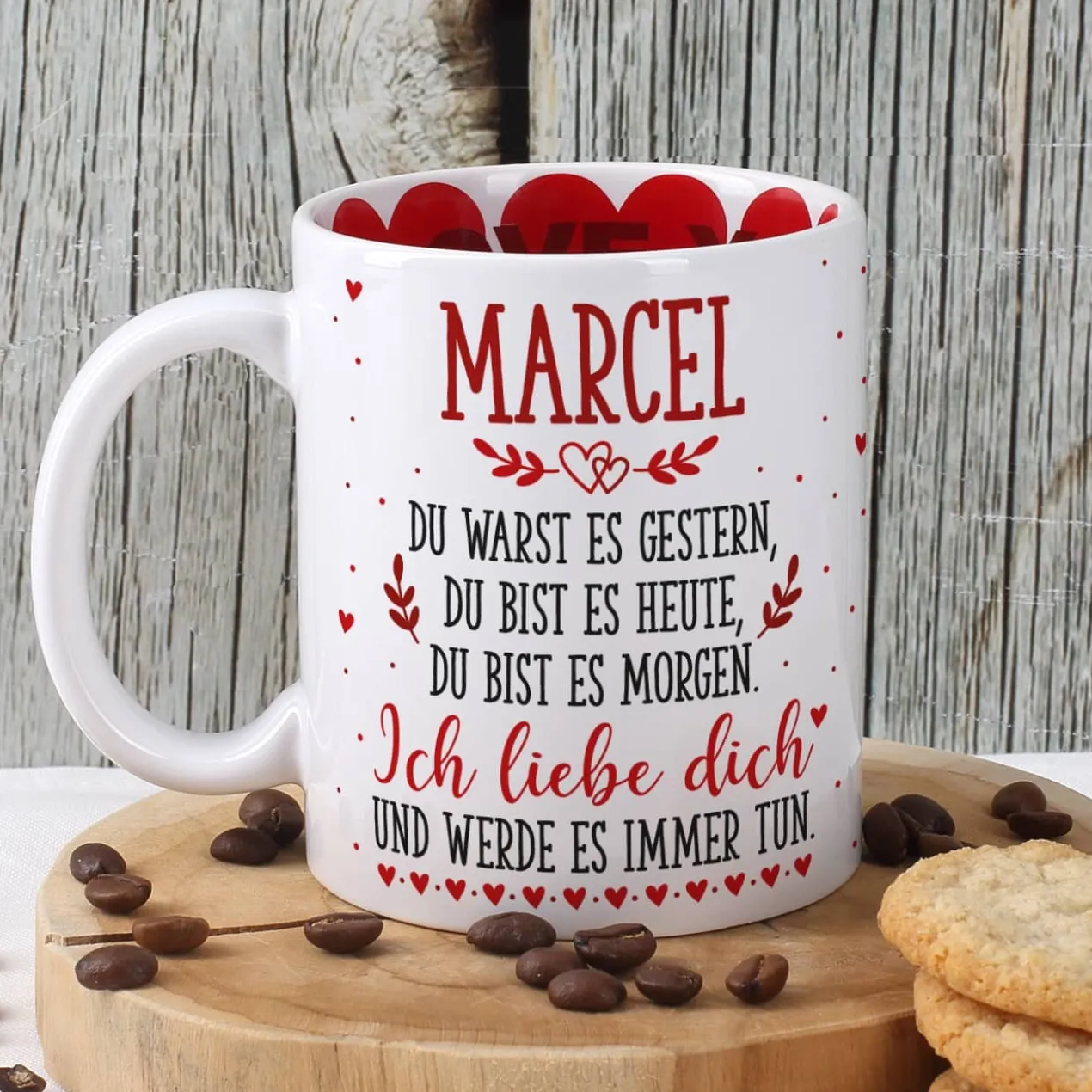 Ich liebe dich für immer - Tasse zum Valentinstag mit Namensaufdruck
