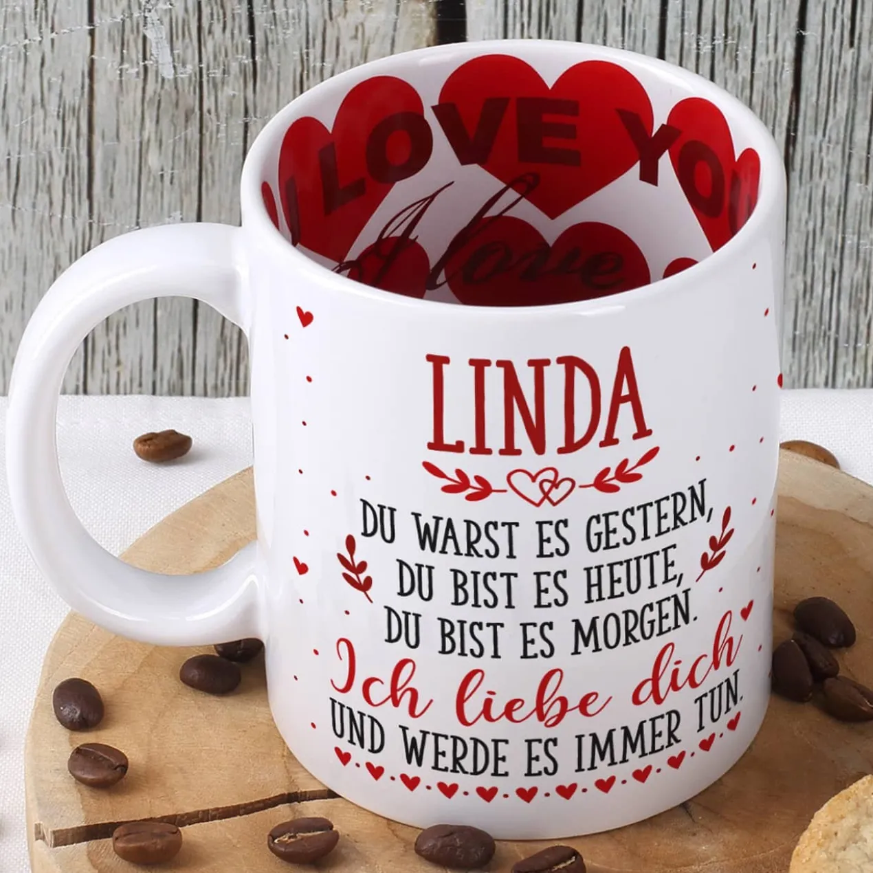 Ich liebe dich für immer - Tasse zum Valentinstag mit Namensaufdruck