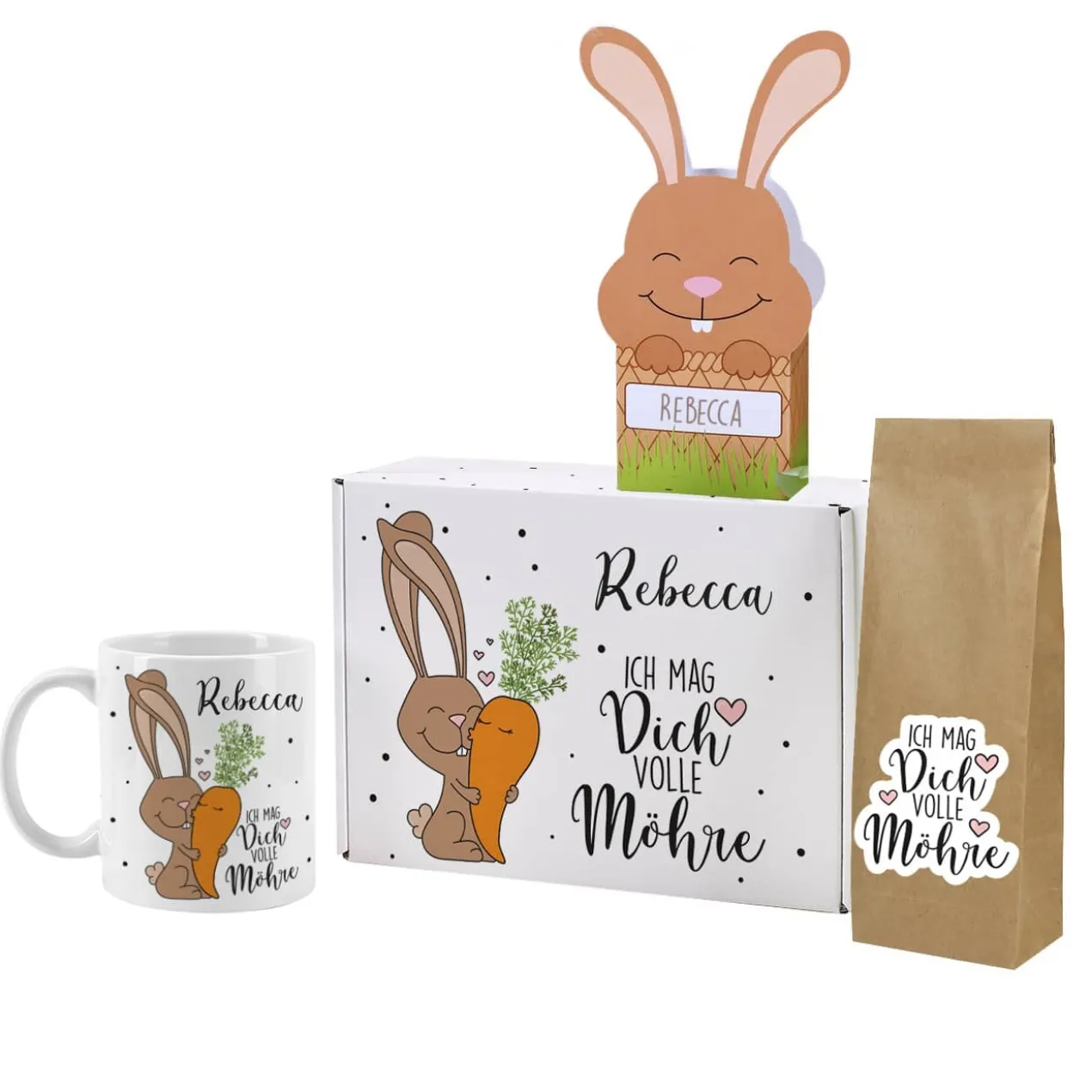 Ich mag Dich volle Möhre! - Geschenkset mit Wunschname