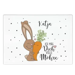 Ich mag Dich volle Möhre! - großes Schneidebrett mit Name, 39 x 28,5 cm