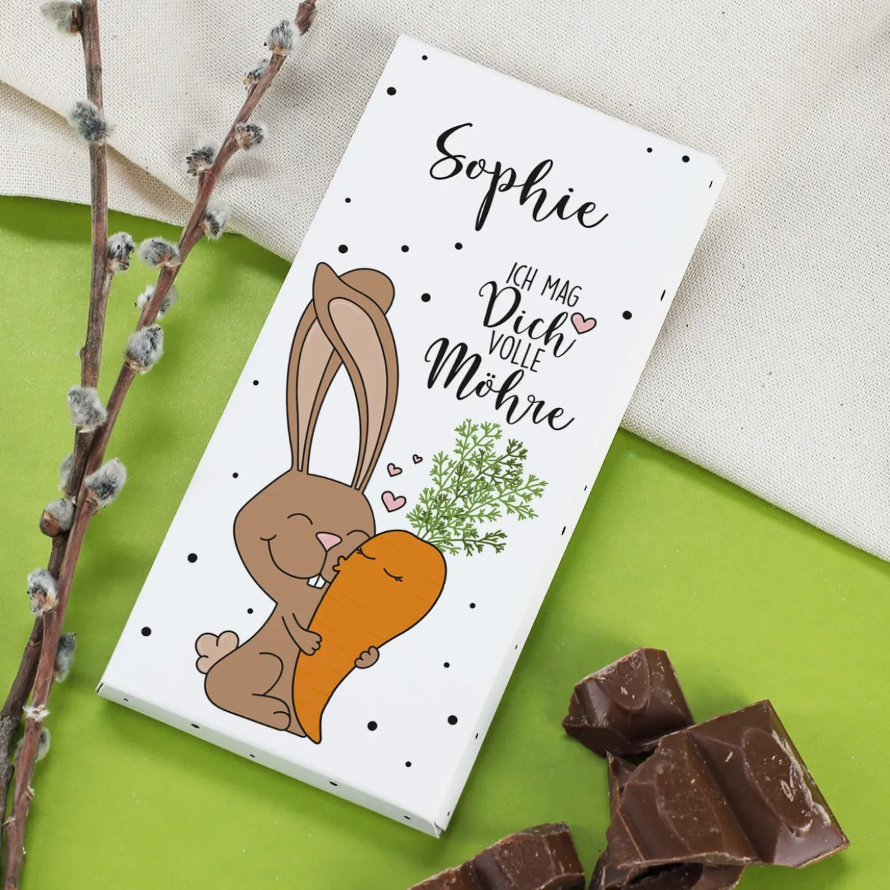 Ich mag Dich volle Möhre! - 100g Schokolade mit Wunschname