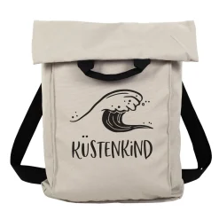 2-in-1 Rucksack & Tasche personalisiert mit Wunschtext und Wellenmotiv für Strand, Wandern & Urlaub