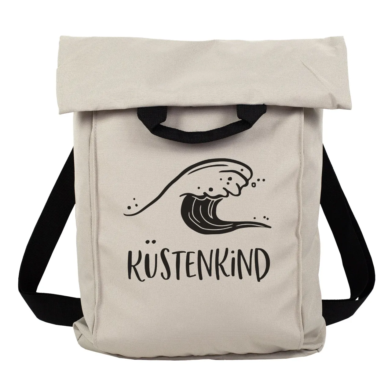 2-in-1 Rucksack & Tasche personalisiert mit Wunschtext und Wellenmotiv für Strand, Wandern & Urlaub