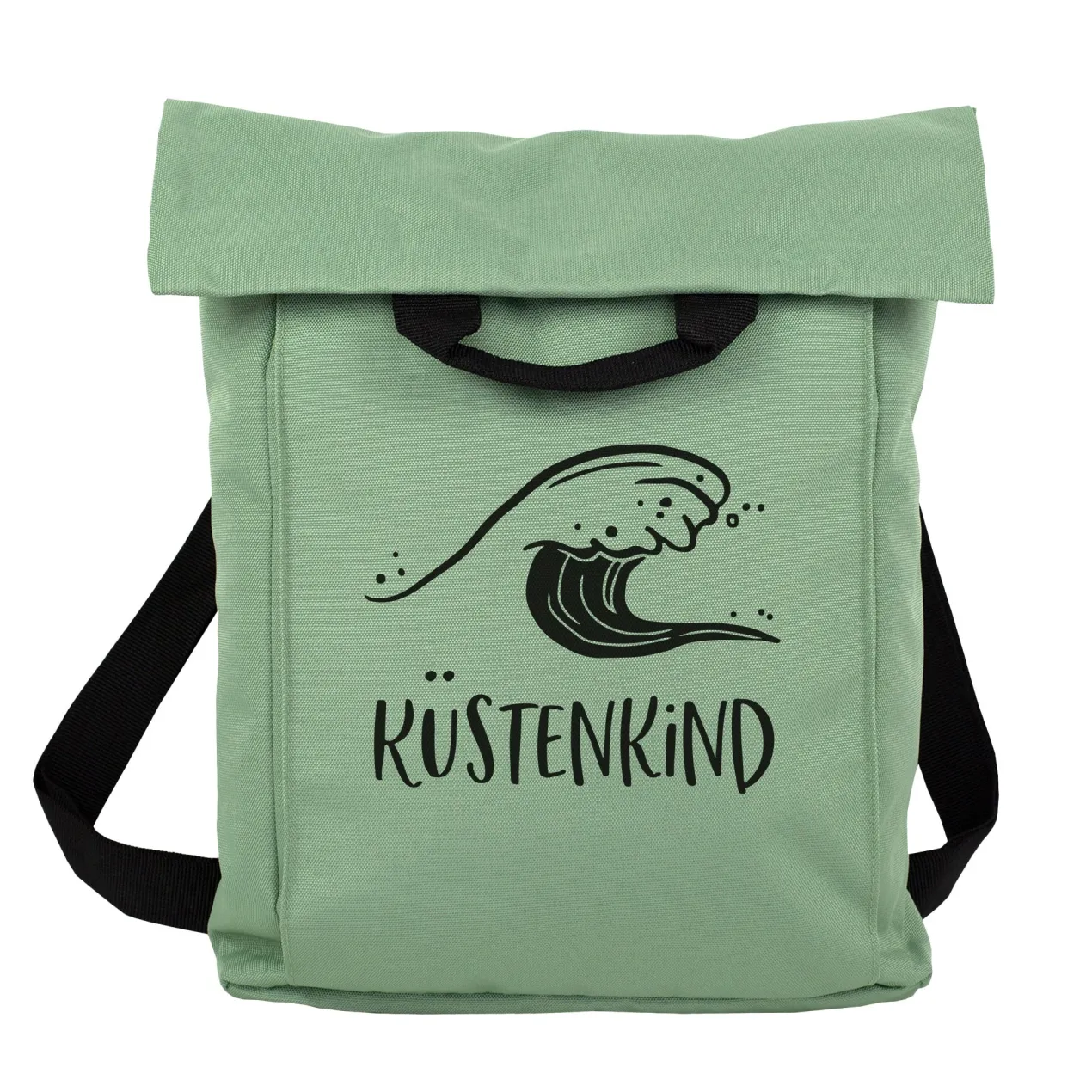 2-in-1 Rucksack & Tasche personalisiert mit Wunschtext und Wellenmotiv für Strand, Wandern & Urlaub