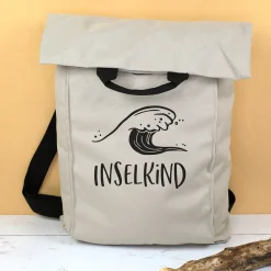 2-in-1 Rucksack & Tasche personalisiert mit Wunschtext und Wellenmotiv für Strand, Wandern & Urlaub