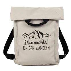 2-in-1 Rucksack & Tasche personalisiert mit Wunschtext | Geschenk mit Berg Motiv für Wandern & Urlaub