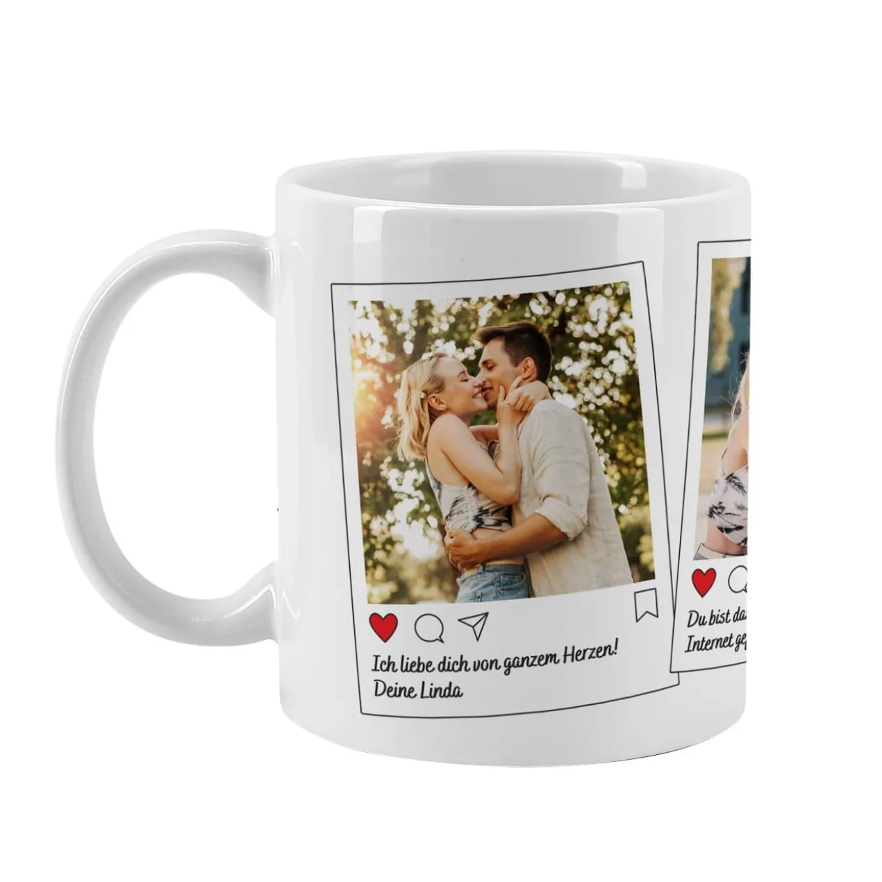 Instagram Post Tasse mit 3 Fotos und Wunschtexten
