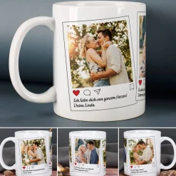 Instagram Post Tasse mit 3 Fotos und Wunschtexten