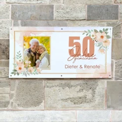 50 Jahre gemeinsam - Banner zur goldenen Hochzeit mit Foto und Namen