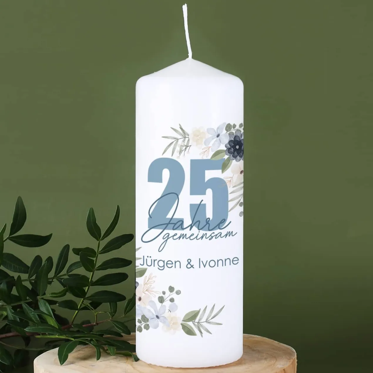 25 Jahre gemeinsam - bedruckte Kerze zur Silberhochzeit