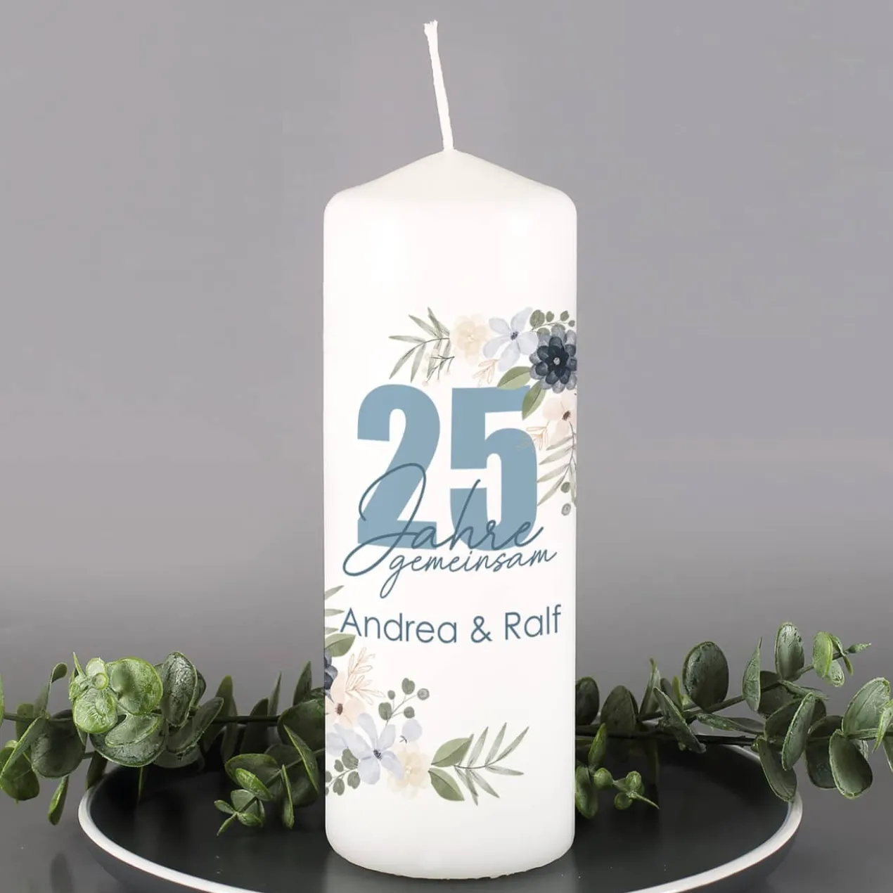 25 Jahre gemeinsam - bedruckte Kerze zur Silberhochzeit