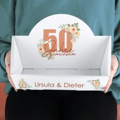 50 Jahre gemeinsam - Geschenkkorb zur Goldenen Hochzeit mit Namen, in 2 Größen