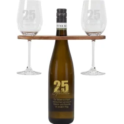 25 Jahre gemeinsam - Geschenkset mit gravierten Weingläsern und Weiflasche