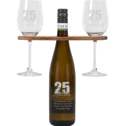 25 Jahre gemeinsam - Geschenkset mit gravierten Weingläsern und Weiflasche