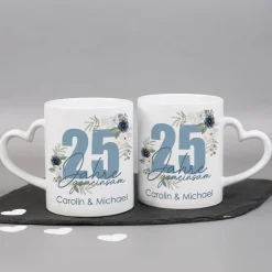 25 Jahre gemeinsam - Paartassen zur Silberhochzeit mit Namen