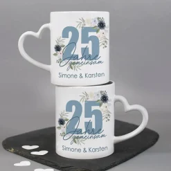 25 Jahre gemeinsam - Paartassen zur Silberhochzeit mit Namen