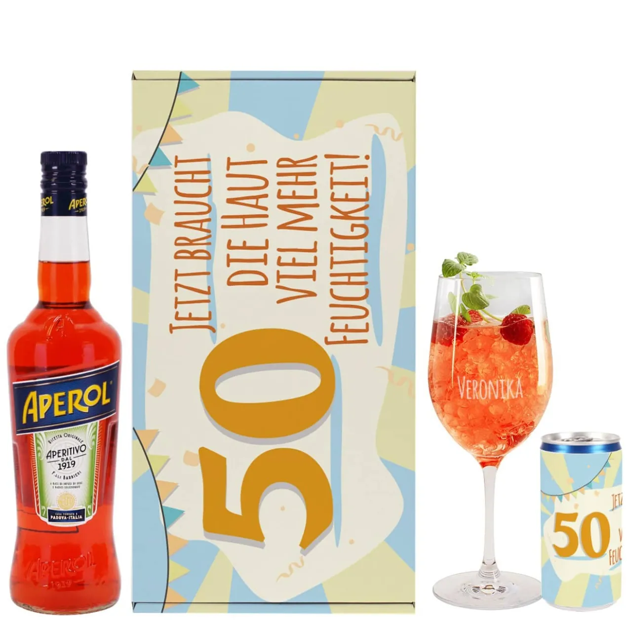 Jetzt braucht die Haut viel mehr Feuchtigkeit! - Aperol Geschenkset mit Ihrem Alter und Wunschname