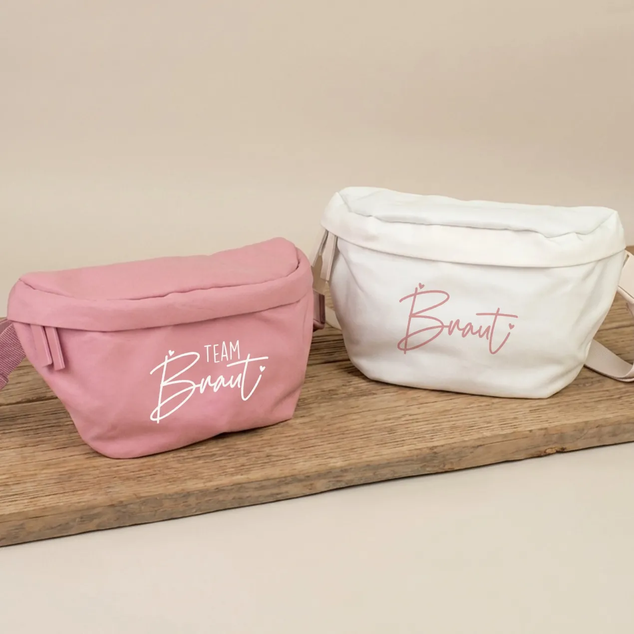 JGA Bauchtasche für Braut & Team Braut | Junggesellenabschied Tasche in Rosa oder Creme für Frauen