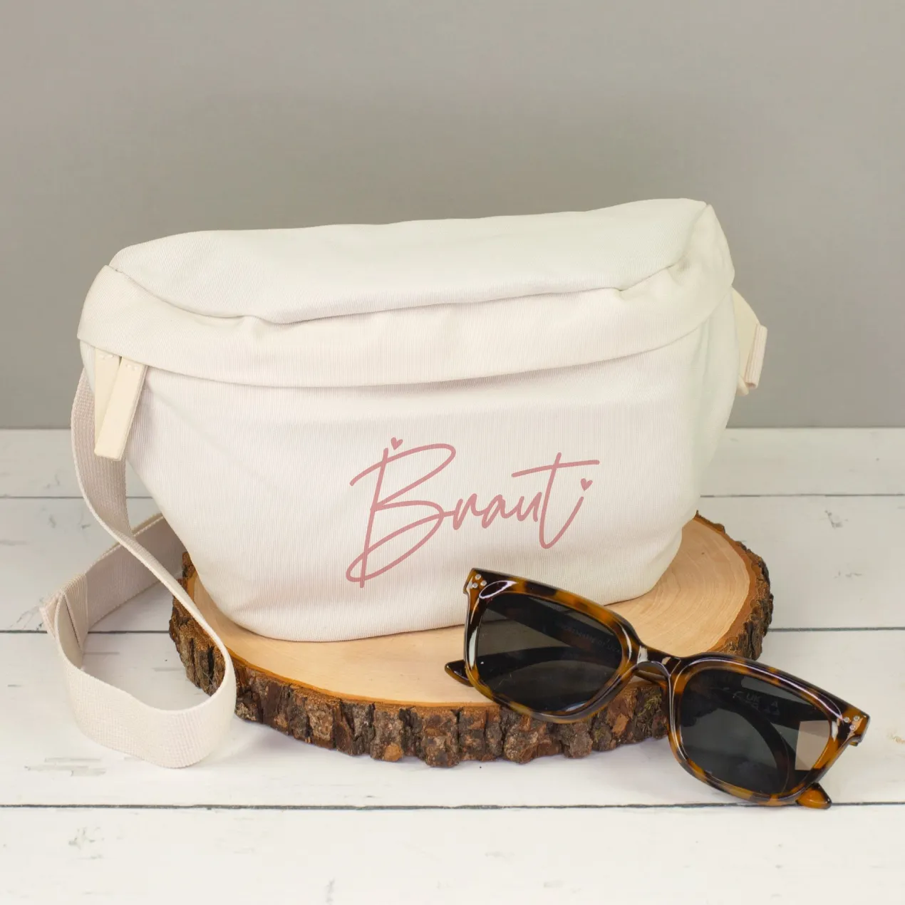 JGA Bauchtasche für Braut & Team Braut | Junggesellenabschied Tasche in Rosa oder Creme für Frauen
