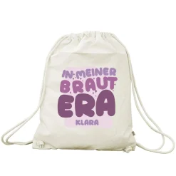 JGA Baumwoll-Rucksack mit Wunschname für die Braut-to-be | Schwarz & Natur
